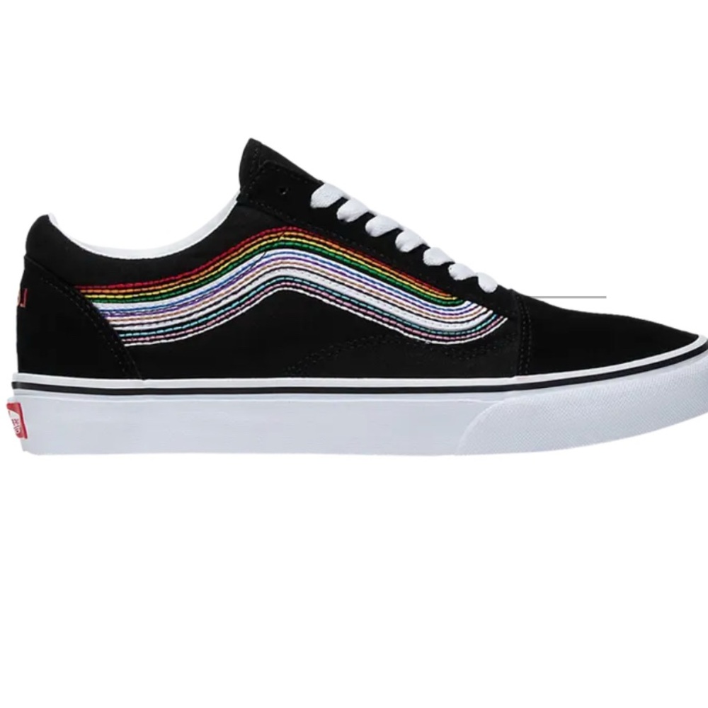 Vans 🌈 Old Skool Pride Shoes Black Mens 11.5 w/ Additional Rainbow Laces- New